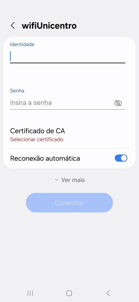 Inserção das credenciais de acesso.