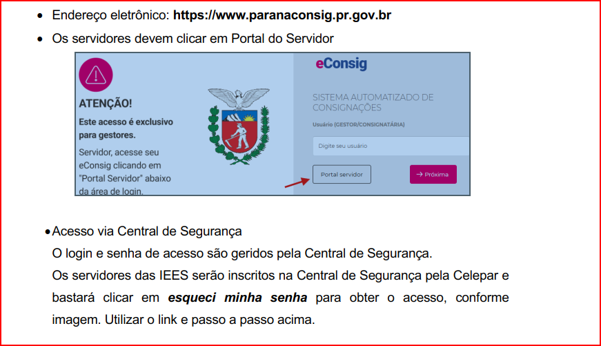 Tela de acesso ao eConsig