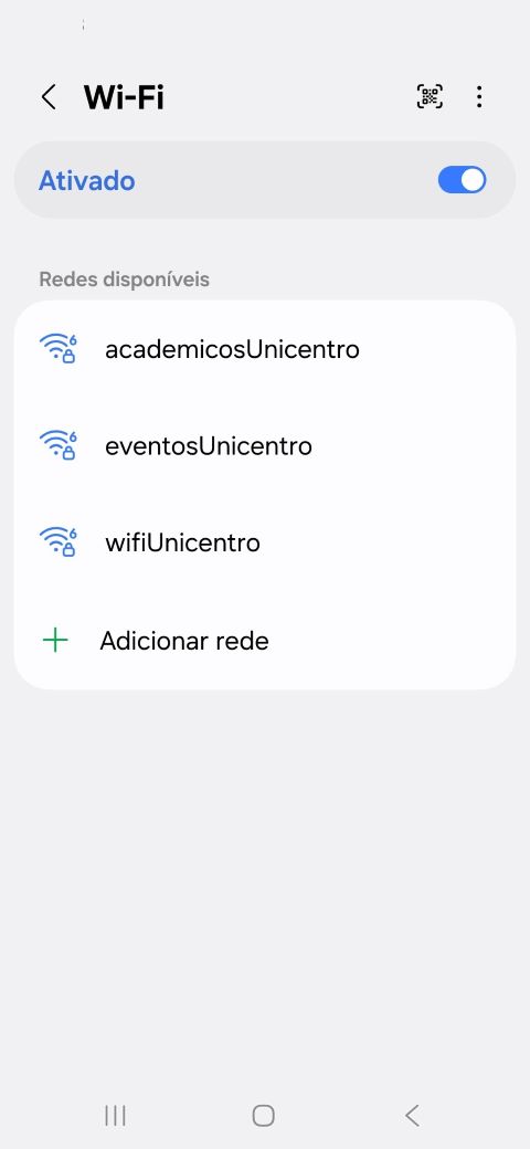 Tela de seleção de redes Samsung
